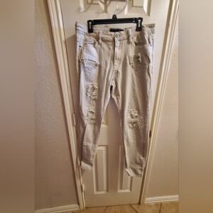 Rue 21 Distressed Skinny Supreme Flex Men's Jeans - Cream Color 36×32